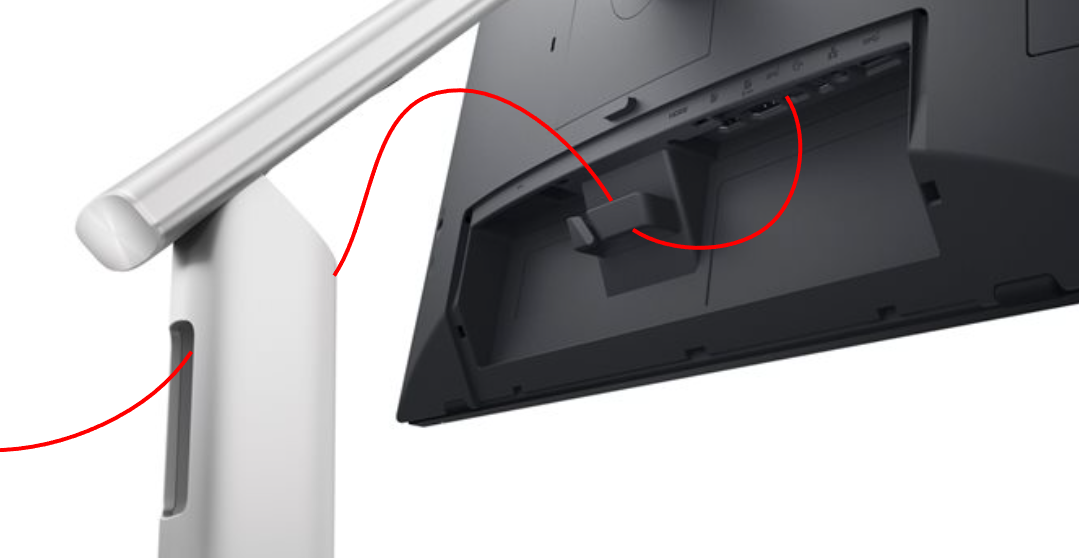 Cable routed through monitor clip